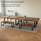 63" Dining Table with 2 Benches, Modern Kitchen Table and Chairs Set for 4 to 6 Persons, Thickened MDF Wooden Table for Dining Room, Kitchen