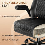 GTPLAYER Leather Office Chair, Home Desk Chair with Flip-up Arms and Ergonomic Back - Comfy Heavy Duty Executive Chair for Home Office Gaming, Charcoal Black