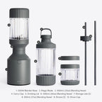 Beast Mega 1200 Plus | Premium Countertop Blender | Smoothies, Shakes, Sauces, Dips, Soups | Blends Ice and Frozen Fruit | XL Vessel | With Extra Vessels, Straw System | (Charcoal, 120V)