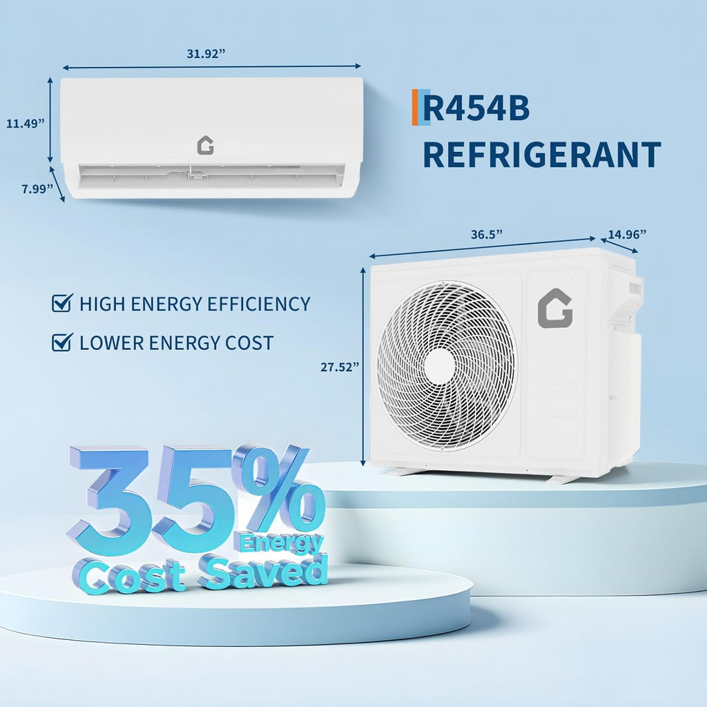 18K Dual 2 Zone Mini Split Air Conditioner,24 SEER2 12000 BTU+ 12000 BTU Wifi Enabled Multi Zone Ductless, 208-230V Cools Up to 1500 Sq.Ft Multi Zone Ductless Pre-Charged Heat Pump