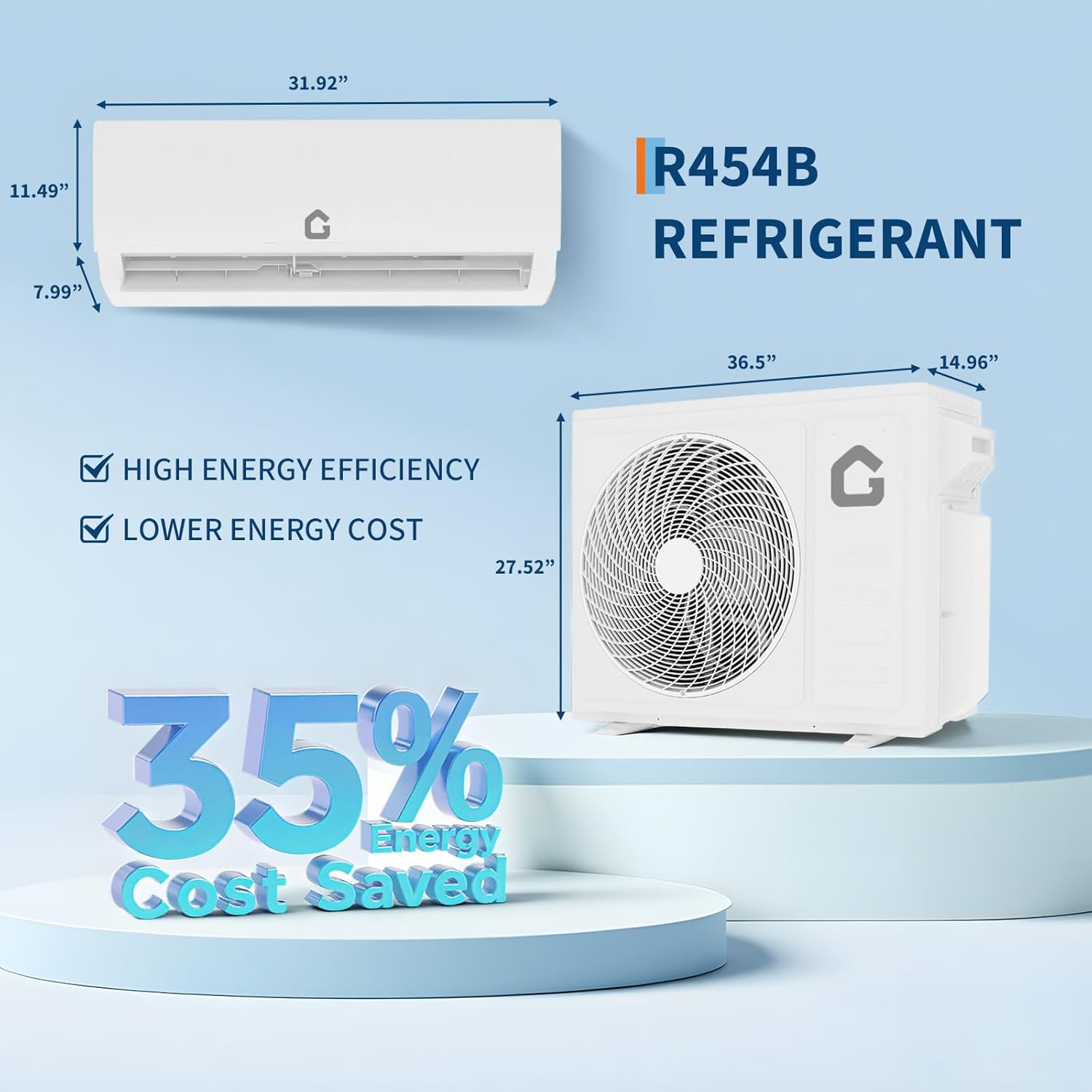 18K Dual 2 Zone Mini Split Air Conditioner,24 SEER2 12000 BTU+ 12000 BTU Wifi Enabled Multi Zone Ductless, 208-230V Cools Up to 1500 Sq.Ft Multi Zone Ductless Pre-Charged Heat Pump