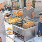 EGGKITPO 45.6LB Commercial Propane Gas Fryer with ignition 22200 BTU/h 2 Baskets Stainless Steel Oil Drain Rack Flat Lid Countertop Deep Fryer with Temp Control and Valve for Food Truck Restaurant