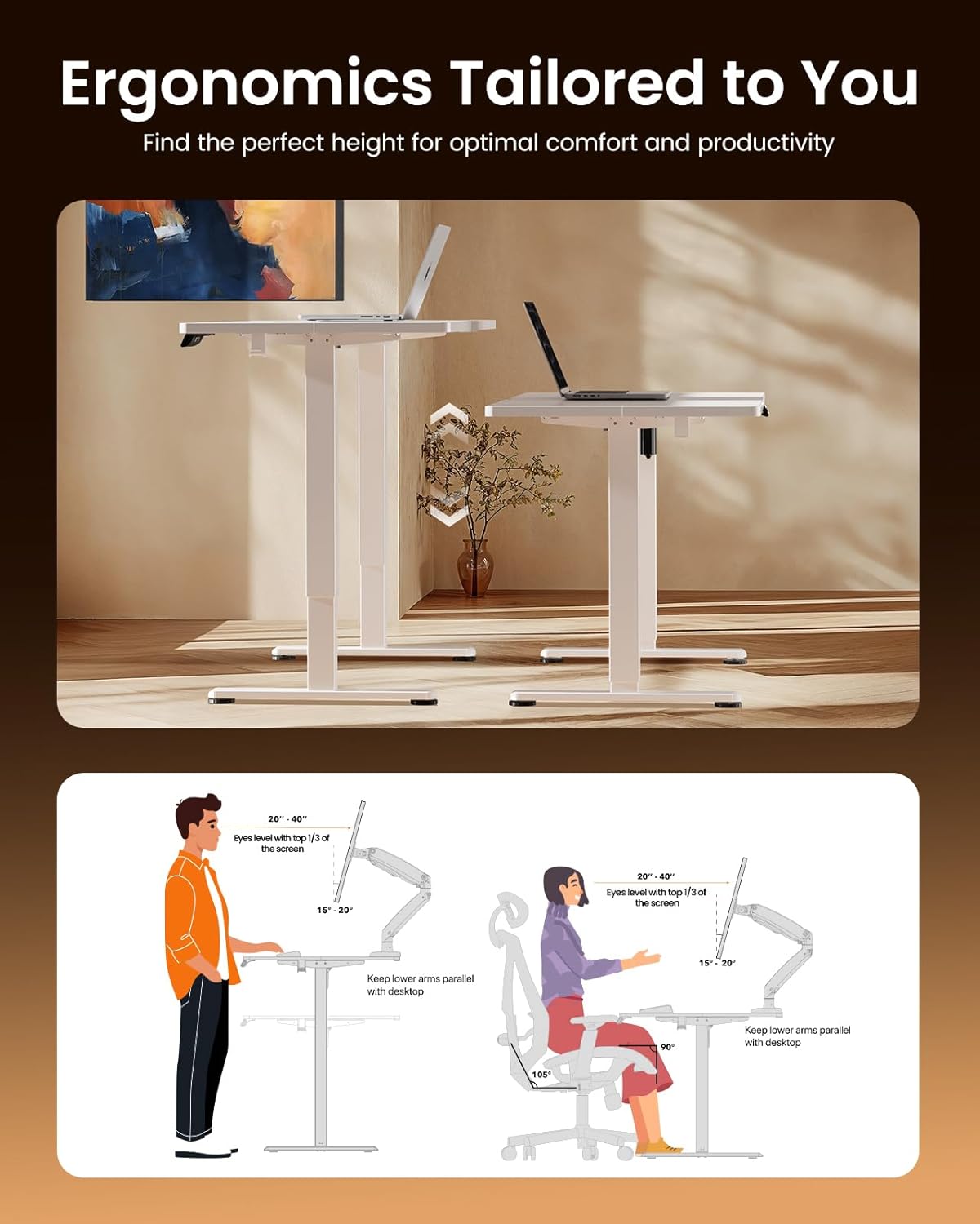 ErGear Height Adjustable Electric Standing Desk, 71 x 30 Inches Sit Stand up Desk, Memory Computer Home Office Desk, White