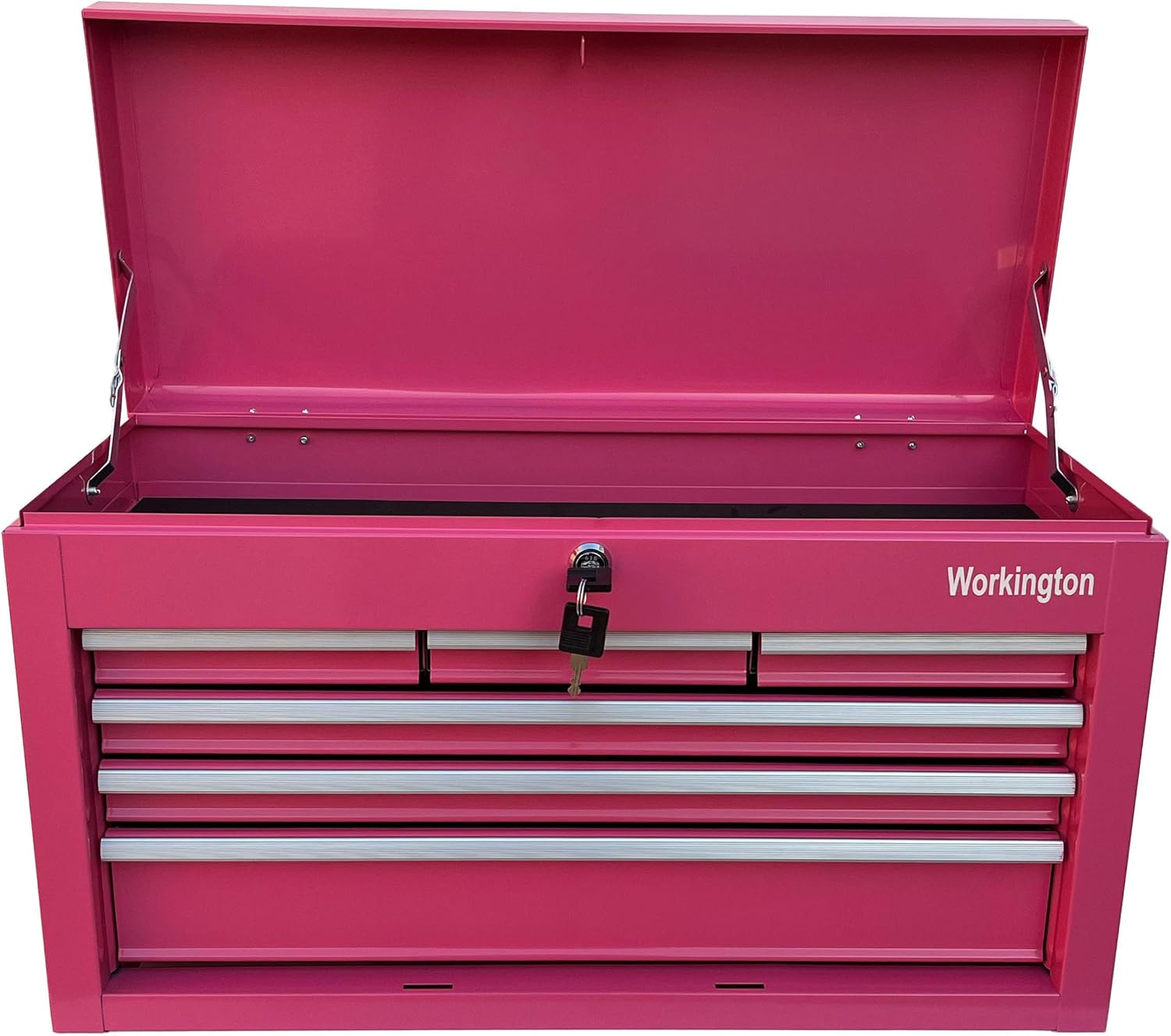 Workington Portable Metal Tool Chest with 6 Drawers, 24" 6-Drawer Tool Chest Cabinet with Ball Bearing Drawer Slides, Steel Tool Storage Box Organizer 4005 Pink