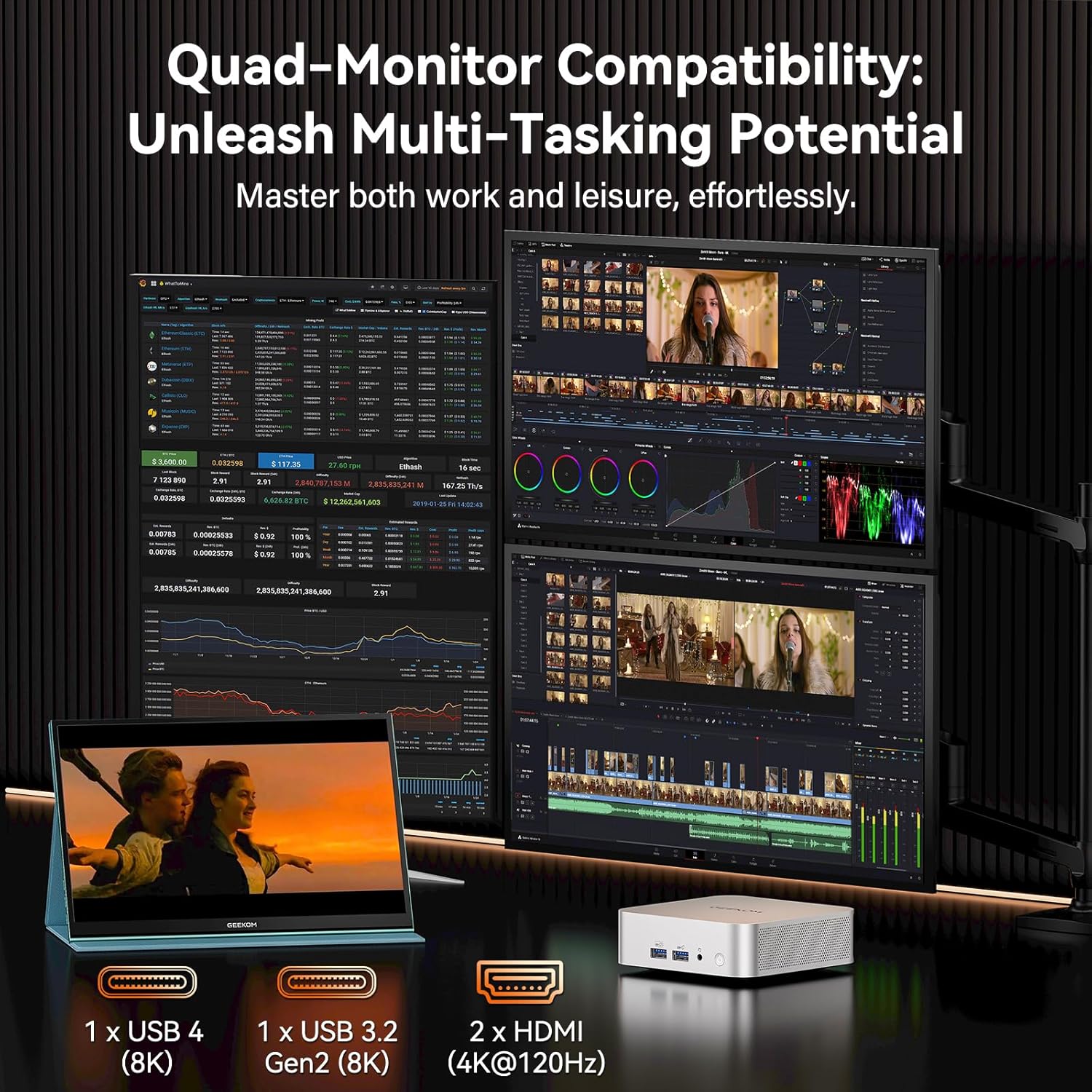 GEEKOM 2026 Corporate Bulk Choice Mini PC A7 with AMD Ryzen 5 7535HS 16GB DDR5 & 1TB SSD(Expandable) Windows 11 Desktop Mini Computers for Office 8 Premium Quality Supports|USB4|8K|SD