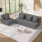 Folding Sofa Bed, Convertible Sleeper Chair & Couch Bed with Pillow, One-Piece High-Density Sponge Mattress, Multi-Purpose Floor Sofa for Living Room, Office, Dorm, Apartment, Grey, Single