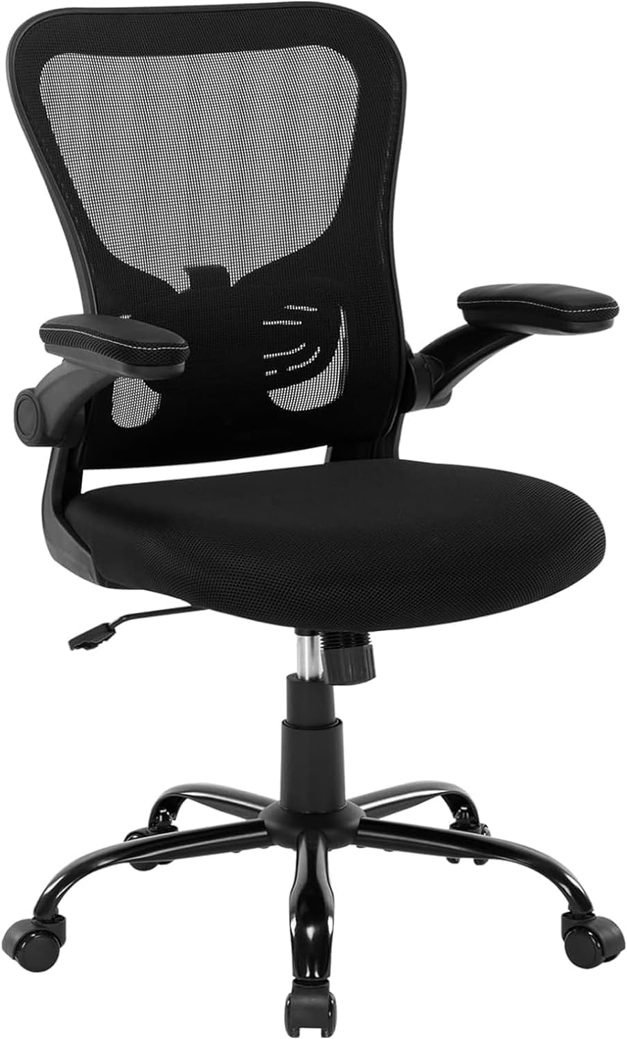 Office Chair Ergonomic Desk Chair Mesh Computer Home Office Desk Chair with Adjustable Lumbar Support Flip-up Armrests, 360 Swivel Comfy Task Executive Chair, Black