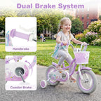 Olakids Kids Bike, 12 14 16 18 20 Inch Mermaid Theme Girls Bicycle with Training Wheels Basket Adjustable Seat and Handlebar Dual Brake