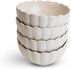 LEMIEUX ET CIE Dhalia 4-Piece Bowl Set Stoneware, Bowls, Dishwasher and Microwave Safe, Dish Set for 4, White