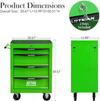 Rolling Metal Tool Chest with 4 Drawers, 20" 4-Drawer Tool Chest Cabinet with Ball Bearing Drawer Slides, Steel Tool Storage Box Organizer -Green