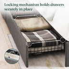 Zinus Billie Platform Bed Frame, Four Underbed Storage Drawers, Height Adjustable Headboard, Upholstered Style, King