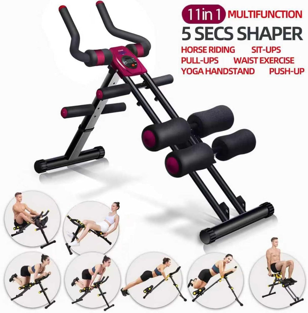 Foldable Ab Workout Machine for Home Gym – Adjustable Core & Waist Trainer for Women, Full Body Abdominal Exercise Equipment with Resistance Bands & LCD Display