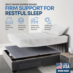 Greaton, Premium 38mm Split Wood Bunkie Board for King Size Bed - 4-Piece Under Mattress Support Board, Fully Assembled, Fabric Ventilation Cover - Replaces Wooden Slats or Box Spring for Bed Frames