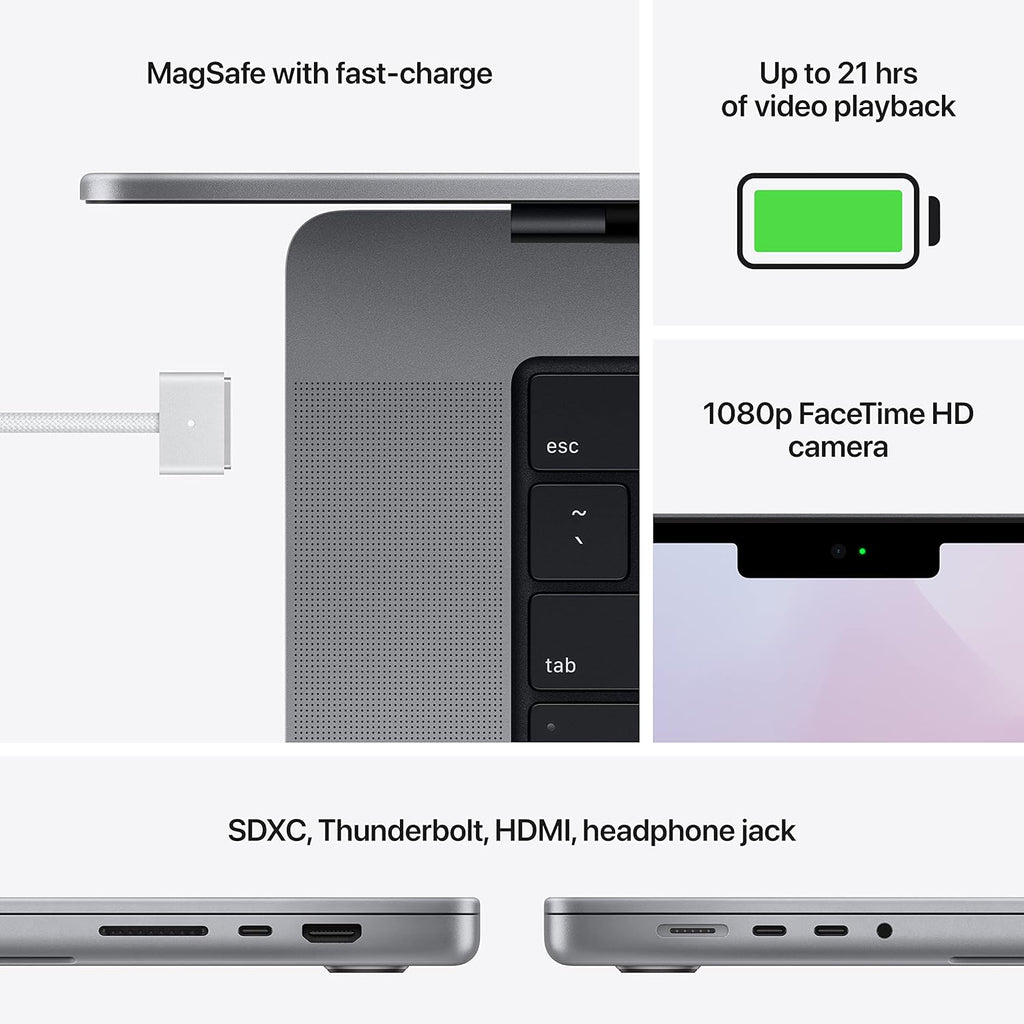 Apple MacBook Pro Late 2021 with Apple M1 Pro chip (16-inch  16GB RAM  512GB SSD) Space Gray (Renewed)