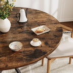 Vantic 47" Round Dining Table for 4-6 People, Farmhouse Wood Kitchen Table for Small Space,Circle Dining Table with Metal Base for Kitchen & Living Room, Rustic Brown