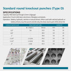 AMZCNC Hydraulic Knockout Hole Punch Driver Kit 1/2 to 2 inch Electrical Conduit Hole Cutter Set KO Tool Kit Metal Sheet Puncher (8TON(1/2"~2"))