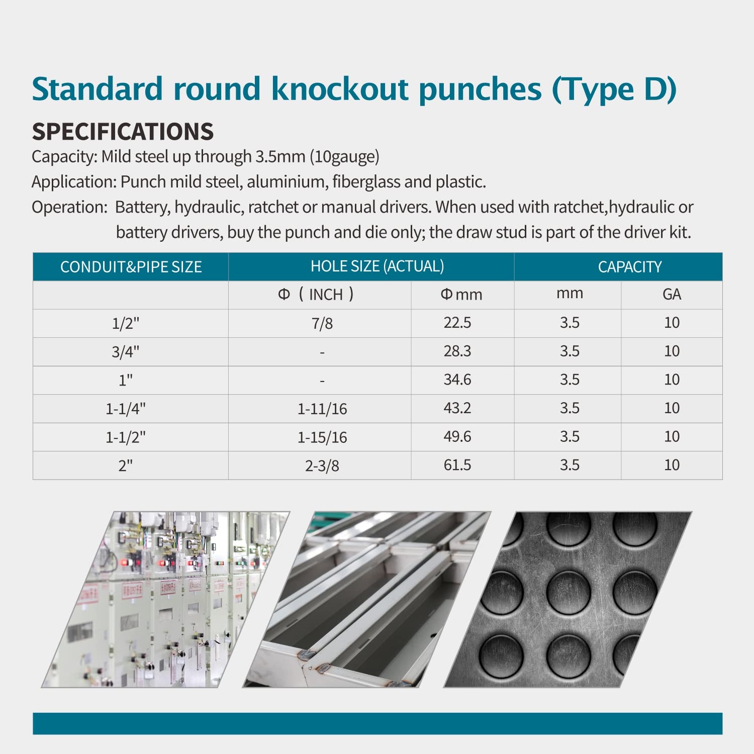 AMZCNC Hydraulic Knockout Hole Punch Driver Kit 1/2 to 2 inch Electrical Conduit Hole Cutter Set KO Tool Kit Metal Sheet Puncher (8TON(1/2"~2"))
