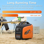 Portable Inverter Generator 2500W Gas Powered  Long Runtime Gas Generators for Home Use  Camping  Super Quiet Emergency Home Backup  with CO Sensor  EPA Compliant