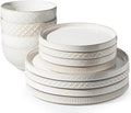 Getstar Dinnerware Sets, Plates and Bowls Sets (10.5” Dish + 8” Dish + 6” Bowl) for 4, Microwave and Dishwasher Safe, Ceramic Dinnerware Set (12 Piece)