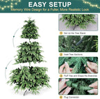 7FT Prelit Christmas Tree, Pre Lit Artificial Christmas Tree with 450 Lights and 2532 Branch Tips, Lighted Hinged Xmas Tree with Foldable Metal Stand for Party, Holiday, Home, Office