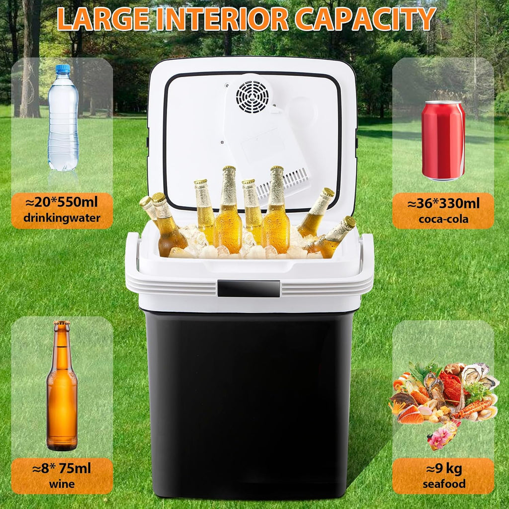 ZENY Car Fridge Electric Cooler and Warmer for Vehicles & Trucks- 12V AC/DC Car Thermoelectric Refrigerator with Handle, Portable Car Fridge for Travel, Camping and Picnics (29L)
