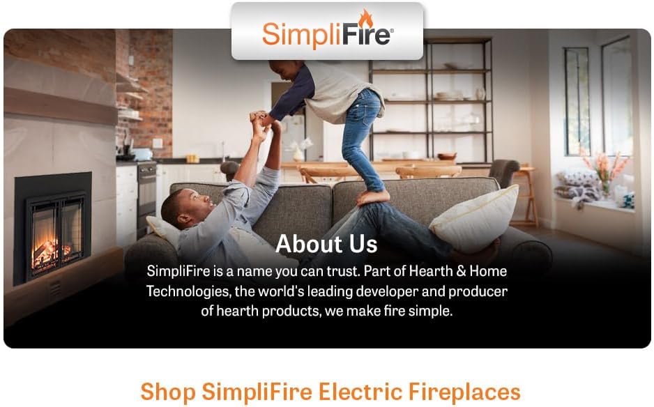 SimpliFire 35-Inch Electric Fireplace Insert, Large Black Surround, 44" x 32" (SF-INS35-SF-SI4432-INS35)