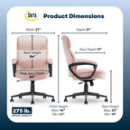 Serta Comfort Ergo Executive Office Chair, Ergonomic Mid-Back Design with Lumbar Support, Semi-Plush Double-Layer Seat Cushion, Padded Armrests, Swivel Metal Base, Soft Velvet, Pink