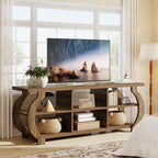 Tribesigns 63" TV Stand for 55/60/65/75-Inch TVs, Farmhouse Entertainment Center with Open Storage Shelves, Wooden Media TV Console for Living Room, Bedroom, Rustic Brown