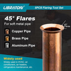 LIBRATON Flaring Tool, HVAC Flaring Tool Kit, Copper Flaring Tool, 45° Eccentric Single Flare Tool for 1/4''-3/4'' and 6-19mm with Pipe Cutter, Deburring Tool for Copper Aluminum Pipe