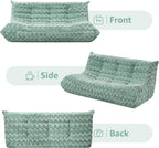 Bean Bag Chairs for Adults Giant Bean Bag Chair Memory Foam BeanBag Chair Bean Bag Sofa with Filler Faux Fur Fireside Beanbags Lazy Sofa for Living Room Bedroom Office (Green Chevron, 3-Seater)