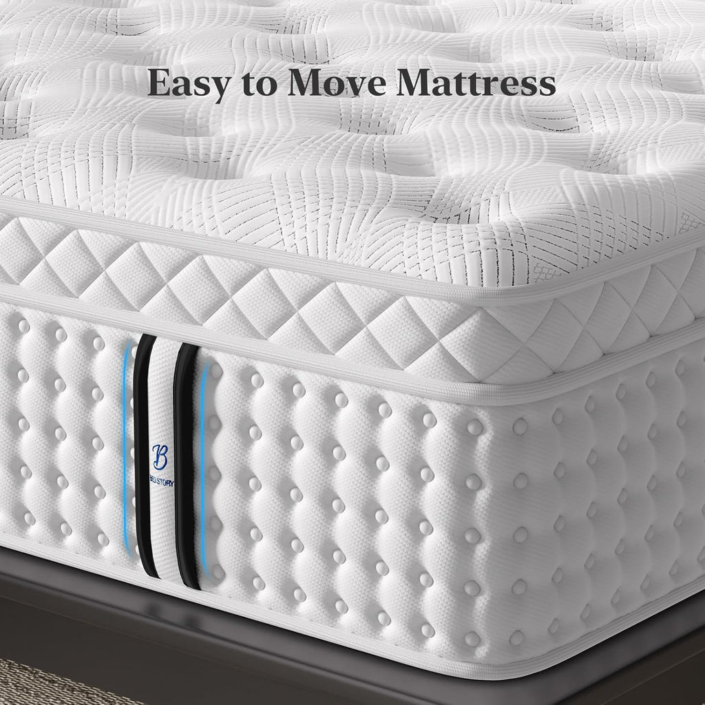 BedStory 14 Inch Firm King Size Mattress, Luxury Hybrid Mattress in a Box for Zoned Pressure and Pain Relief, Signature Collection Deep Sleep Mattresses, 10 Years Warranty,365 Nights Trial