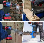 NANWEI Hammer Drill, 1100 in-lbs, 26000BPM, 1/2" Keyless Metal Chuck, 20+1+1 Clutch, 2x4.0Ah Batteries, 20V Brushless Cordless Heavy-duty Impact Drill Kit for Drilling concrete,Brick Wall, Metal, Wood