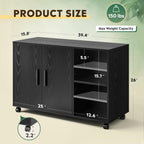 DEVAISE Office Storage Cabinet with Doors and Shelves, Lateral Printer Stand for Office Supplies and File Storage, Filing Cabinet for Home Office, Black
