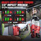 Cordless Impact Wrench 1/2 inch Compatible with Milwaukee 18V Battery: 1700FT-LBS High Torque Impact Wrench Heavy Duty Tool - Brushless Electric Impact Gun Includes LED Work Light - Bare Tool Only