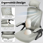 Fizzin Ergonomic Office Chair, 400 LBS Computer Chairs with Adjustable Lumbar Support, Breathable Mesh Desk Chair Ergonomic with Thickened Cushion, Comfy Home Office Desk Chair (Dark Gray)