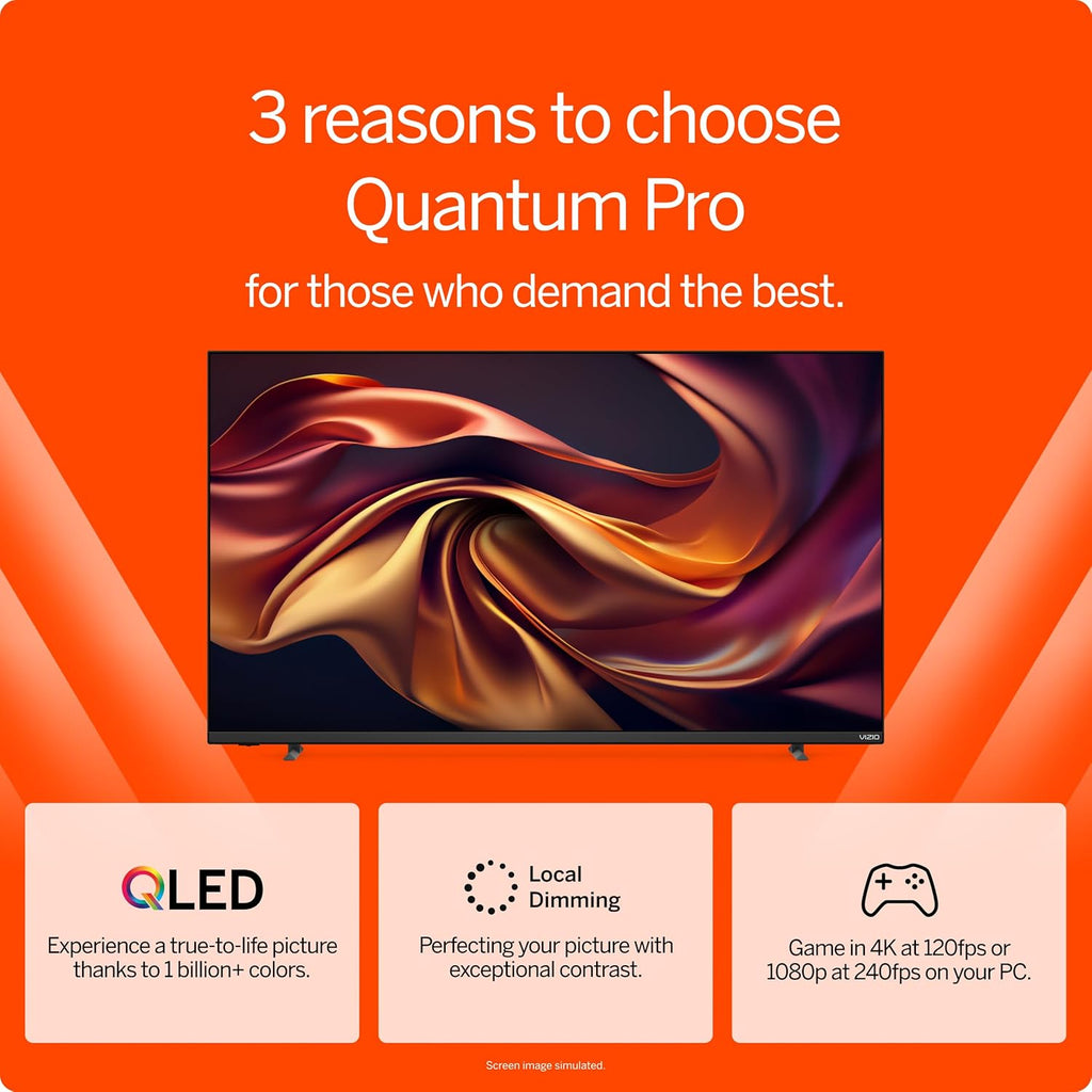VIZIO 50-inch Quantum Pro 4K 120Hz QLED HDR10+ Smart TV with Dolby Vision  Active Full Array  240Hz @ 1080p PC Gaming  WiFi 6E  Apple AirPlay  Chromecast Built-in  M50QXM-K01  2023 Model