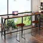 CHOEZON 70.9'' Bar Table, Kitchen Dining Table with Power Outlet and Footrest, Industrial Style, for Pub, Living Room, Rustic Brown and Black TBT08UBF