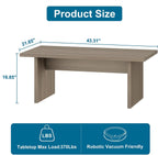 BON AUGURE Fluted Coffee Table, Wood Living Room Tables, Rectangle Coffee Tables for Living Room, Center Table for Home, Office (Greige Oak, 43Inch)