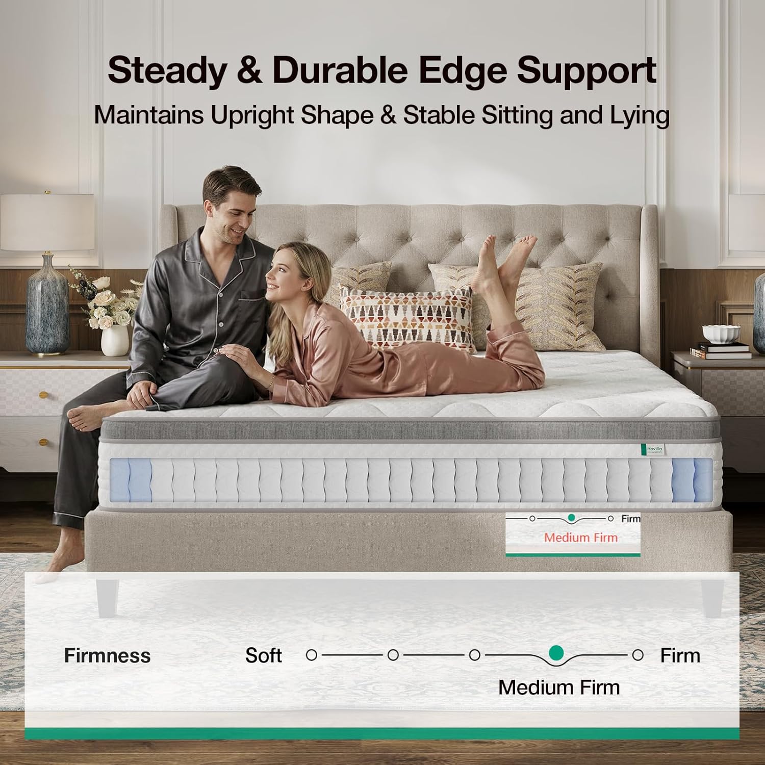 Novilla King Mattress 14 Inch, Hybrid Mattress in a Box with Individual Pocket Spring for Motion Isolation, Supportive & Pressure Relief, CertiPUR-US