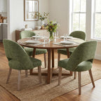 Wooden Dining Chairs Set of 6, Upholstered Modern Chenille Dining Room Chair Kitchen Chairs, Comfy Farmhouse Dinner Chair for Kitchen Dining Room, Green