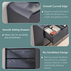 Modern 7 Drawers Dresser for Bedroom, 47" Wide Wood Dressers & Chests of Drawers w/Curved Profile Design, Mid Century Modern Dresser w/Natural Texture for Bedroom, Living Room, Black