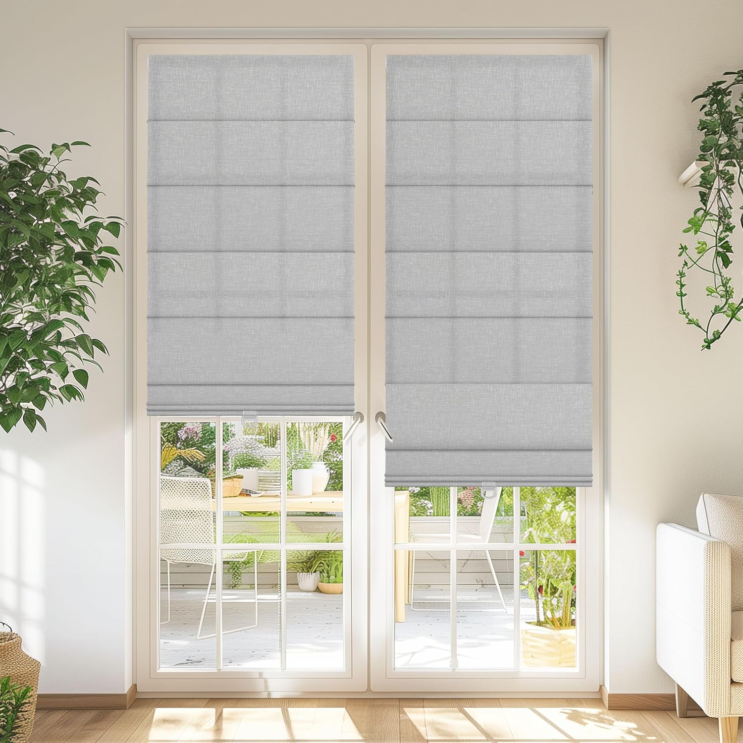 BERISSA 70% Blackout Roman Shades for Windows Cordless,Pull Down Jacquard Fabric Roman Blinds,Privacy Window Shades for Door Windows,Bedroom,Office,Easy to Install,Gray,69" W x 78" H