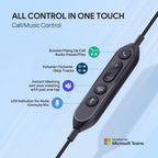 Yealink UH42 USB-C/A Mono Headset with Mic for PC Computer, Wired Headphones Teams Certified, Noise Cancelling Microphone, in-Line Controls, All Day Comfort