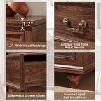 Farmhouse 5 Drawer Dresser for Bedroom, 45" Tall Rustic Chests of Drawers w/ 4 Solid Wood Feet, Mid Century Modern Wooden Closet Storage Dressers Organizer for Living Room, Hallway, Brown