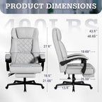 Furmax Massage Office Chair with Foot Rest 6 Points Vibration 400LBS Big and Tall Office Chair for Heavy People High Back Reclining Executive Computer Chair for Home Office Desk (Grey)