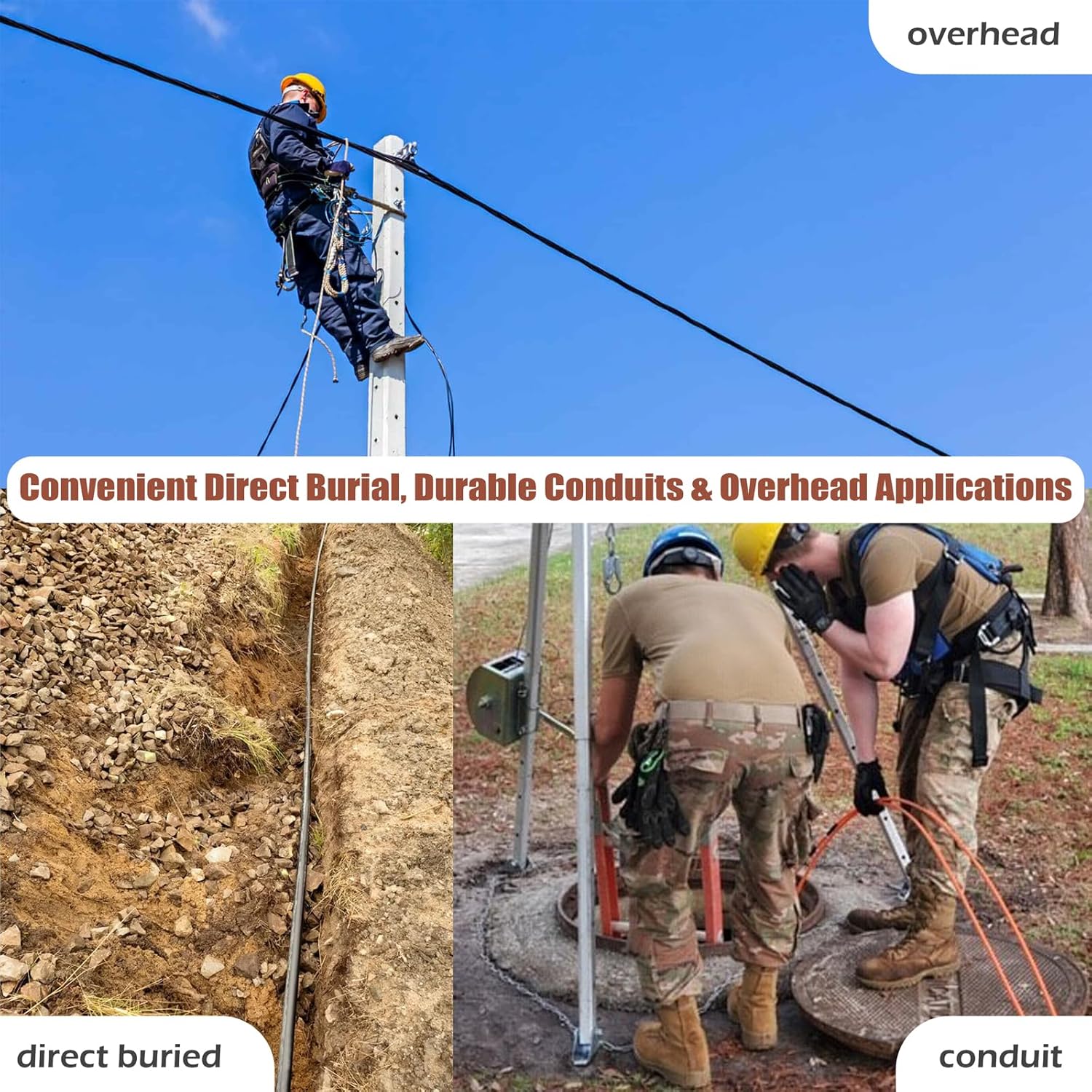 500ft/150m OD-5mm Industrial TPU OM3 Fiber LC to LC Outdoor Armored Fiber Patch Cable  Duplex Multimode Fiber Optic Cable  10Gb  50/125  Uniboot LC-LC with Pulling Eye Kit Installed on one end