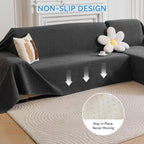 Deep Dream Sectional Couch Covers, 2 Pieces 100% Waterproof L Shaped Sofa Cover, Non Slip Couch Cover for Dogs Cats Washable, Pet Friendly Sofa Slipcovers Furniture Protector (XX-Large, Dark Grey)