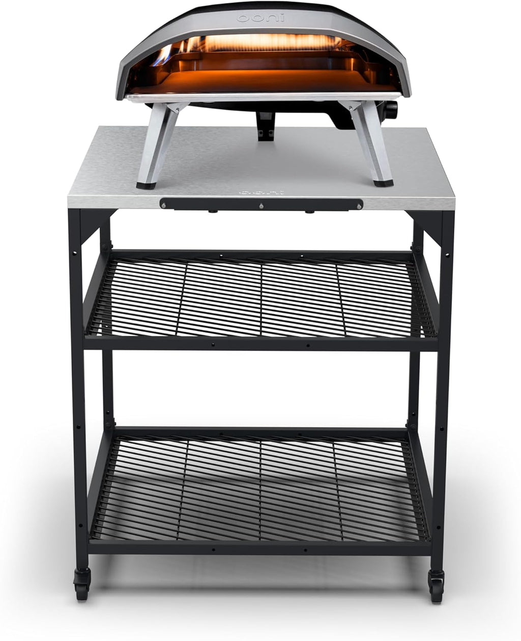 ooni Large Modular Outdoor Table - 31x31x35 Inch Stainless Steel Pizza Oven Stand  Barbecue Cart  Outdoor Pizza Station