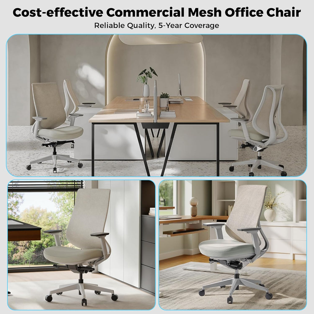 EUREKA ERGONOMIC Lira Office Chair, Ergonomic Desk Chair with 3D Armrests, Adjustable Seat Depth, Breathable Mesh Computer Chair with Lumbar Support for Home Office(Grey)