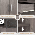 Shintenchi Kitchen Buffet Cabinet with Adjustable Shelf, Modern Kitchen Storage Cabinet,Farmhouse Coffee Bar Cabinet（Ash Grey）
